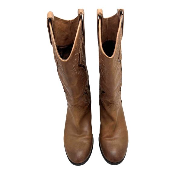Reba Brown Genuine Leather Western Mid Calf Boots 9.5 M - Picture 8 of 13
